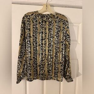 NICOLA Gold and Black Metallic Animal Print Blouse